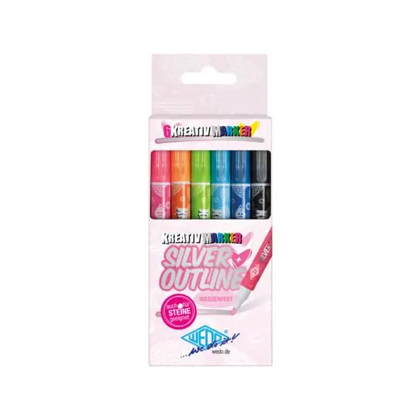 WEDO Kreativmarker SILVER + OUTLINE, 6er Etui (EAN: 4003801868035)