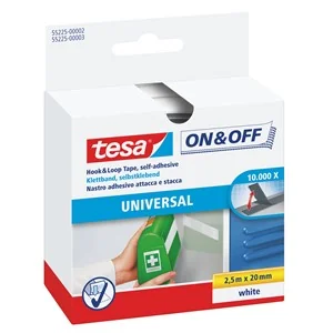 tesa On & Off Klettband, 20 mm x 2,5 m, weiß (EAN: 4042448859921)