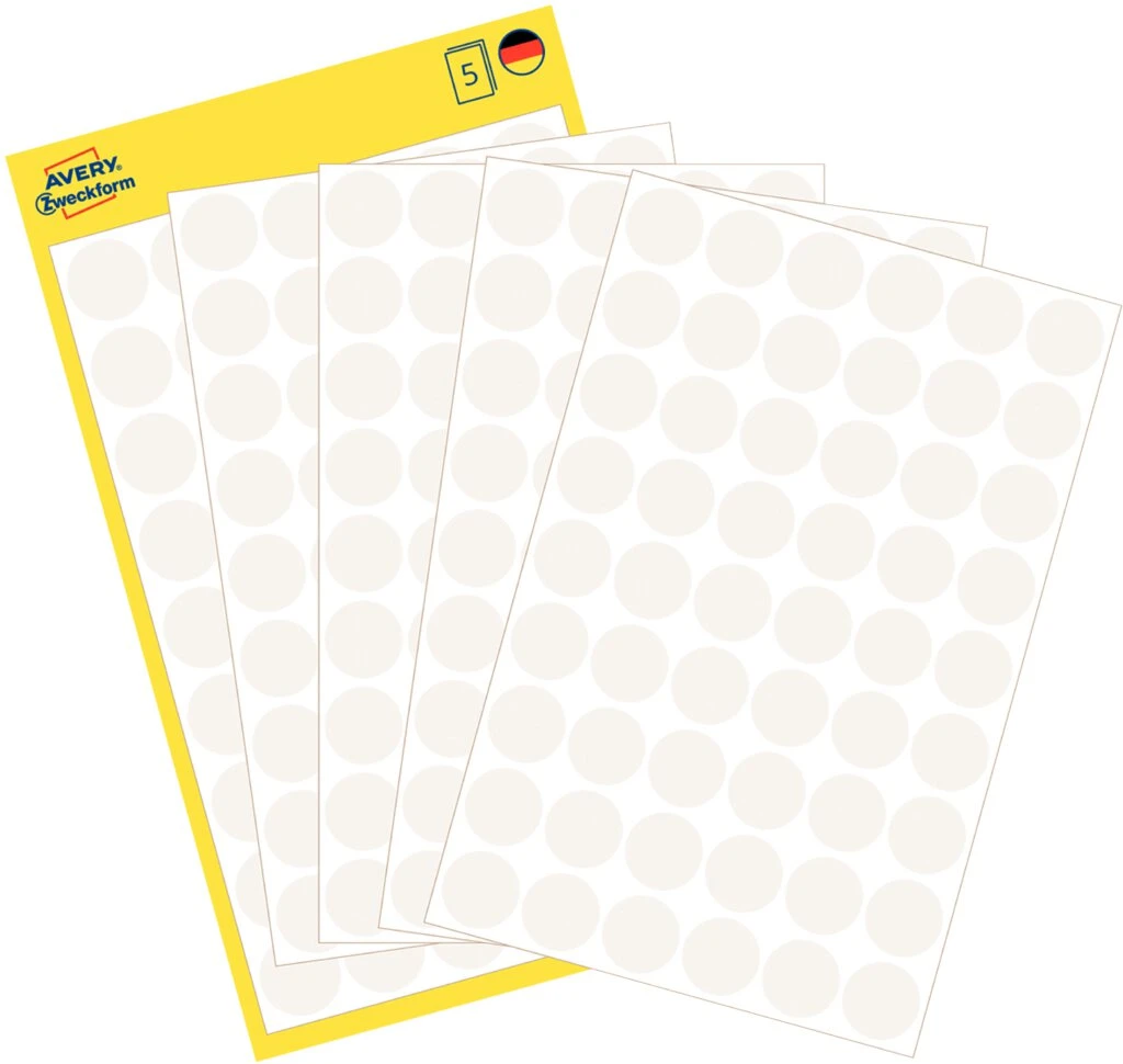 AVERY Zweckform Markierungspunkte, Durchmesser 12 mm, weiß (EAN: 4004182031452)