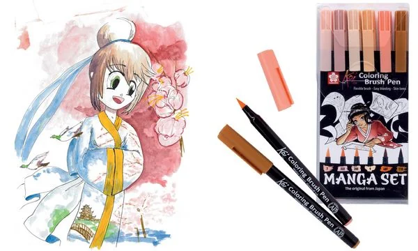 SAKURA Manga-Set Koi Coloring Brush, 6er Etui, sortiert in verschiedenen Hautfarbtönen (EAN: 8712079397654)