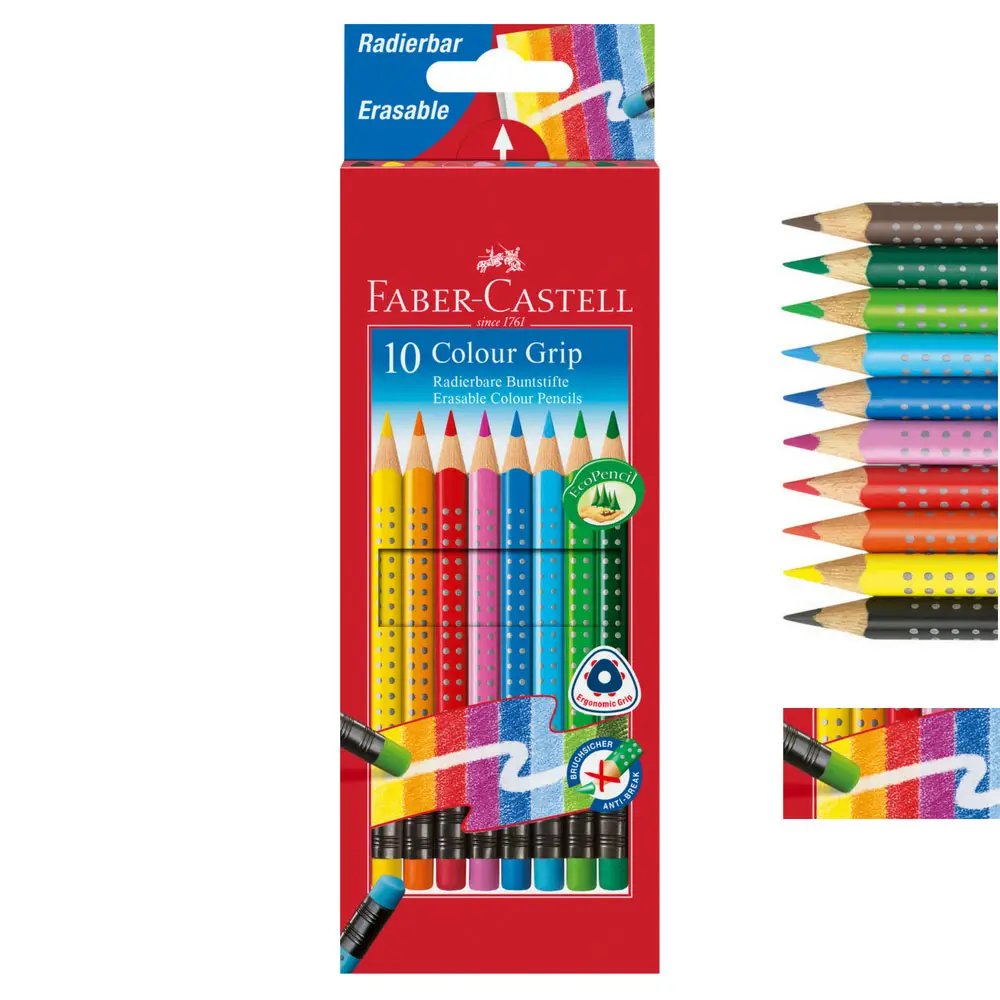 FABER-CASTELL Dreikant-Buntstifte Colour GRIP, 10er Etui (EAN: 4005401166139)