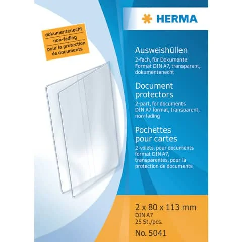 HERMA Ausweishülle, PP, 2-fach, 0,14 mm, Format: 80 x 113 mm, transparent (EAN: 4008705050418)