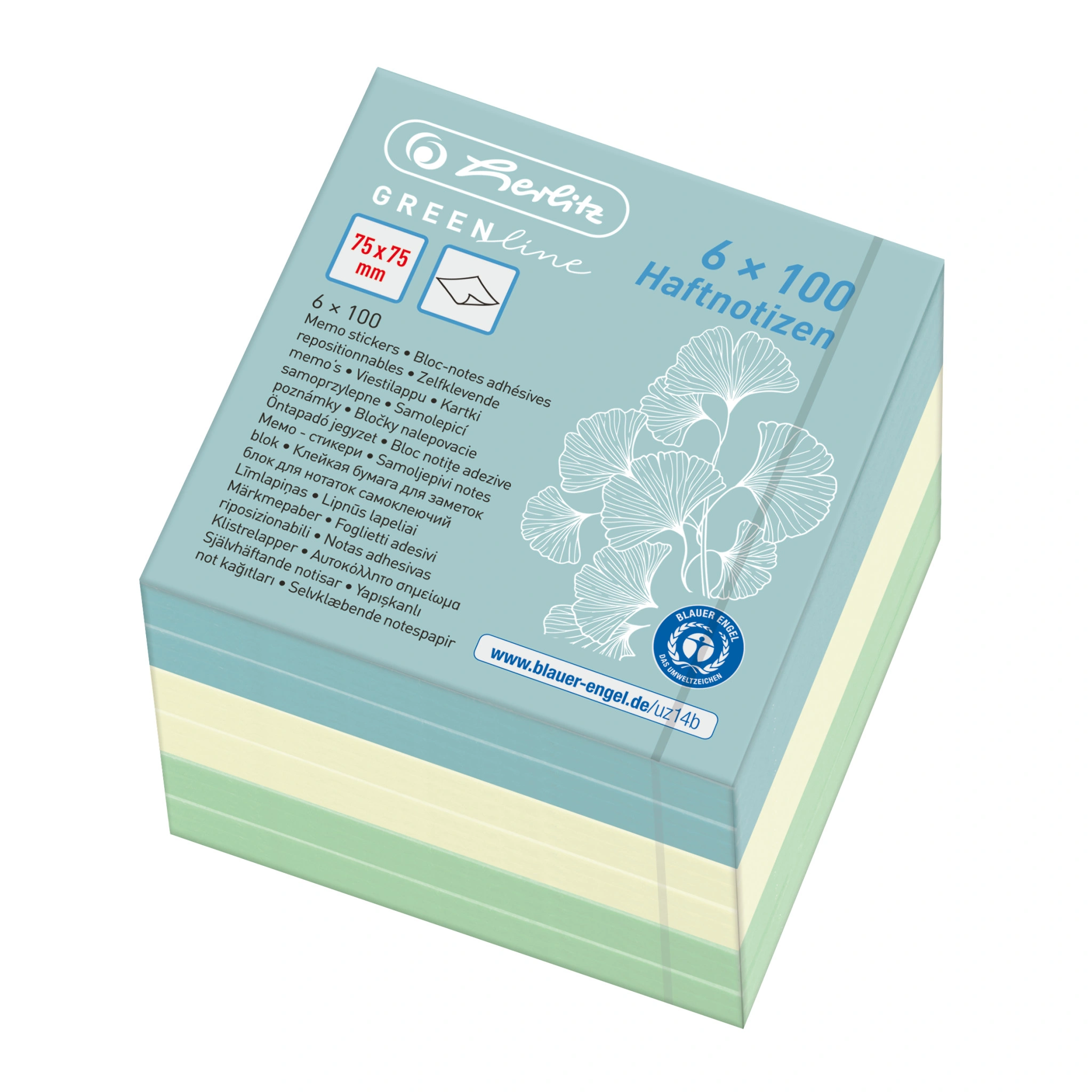 herlitz Haftnotizblock-Würfel GREENline, 75 x 75 mm (EAN: 4008110259284)