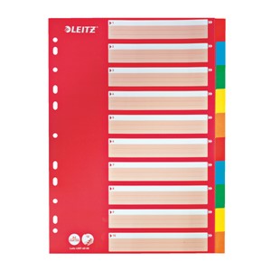 LEITZ Karton-Register, blanko, A4, 10-teilig, mehrfarbig (EAN: 4002432367887)