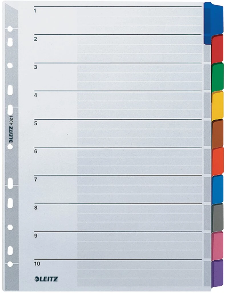 LEITZ Mylarkarton-Register, blanko, A4, 10-teilig, grau (EAN: 4002432309245)