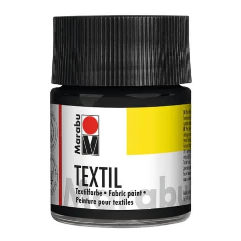 Marabu Textilfarbe "Textil", schwarz, 50 ml, im Glas (EAN: 4007751009258)