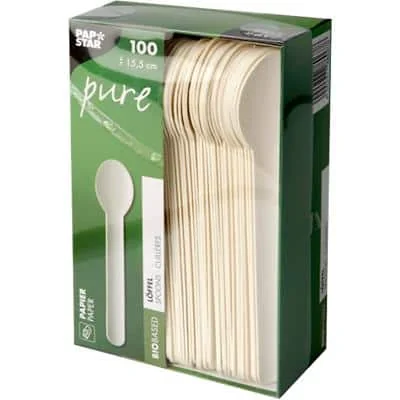 PAPSTAR Papier-Löffel "pure", Länge: 155 mm, weiß, 100er (EAN: 4002911880678)