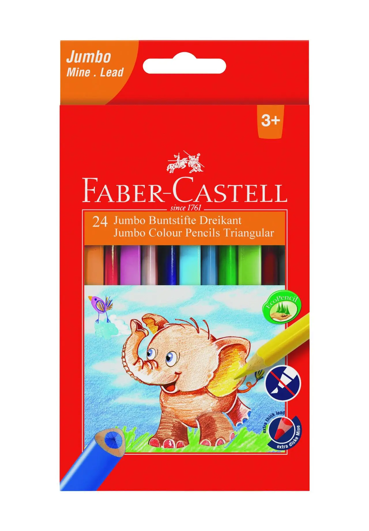 FABER-CASTELL Dreikant-Buntstifte Jumbo, 24er Etui (EAN: 8991761313015)