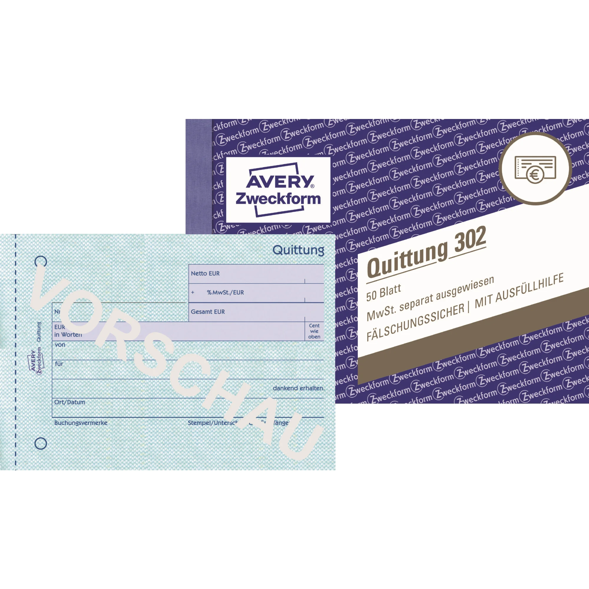 AVERY Zweckform Formularbuch "Quittung mit MWSt.-Nachweis" (EAN: 4004182003022)