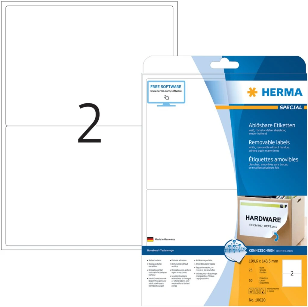 HERMA Universal-Etiketten SPECIAL, 199,6 x 143,5 mm, weiß (EAN: 4008705100205)