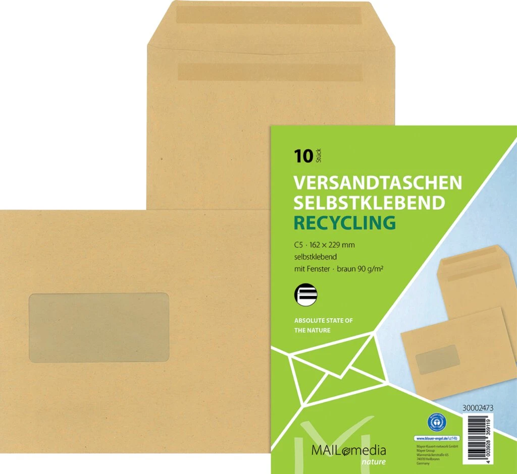 MAILmedia Versandtasche Natron braun, C5, mit Fenster (EAN: 4003928359119)