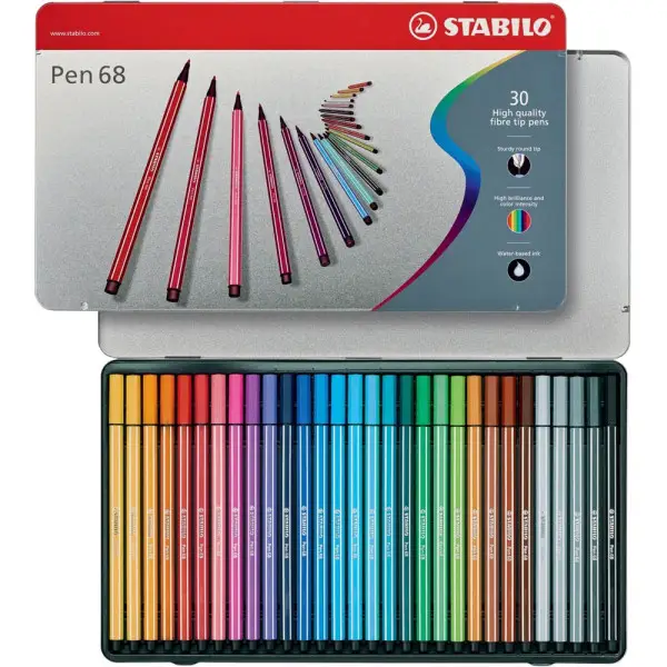 STABILO Fasermaler Pen 68, 30er Metalletui (EAN: 4006381327237)