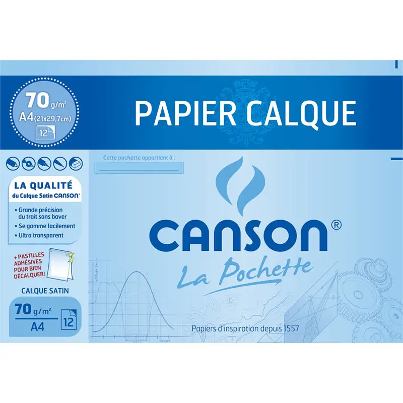 CANSON Transparentpapier, satiniert, DIN A4, 70 g/qm (EAN: 3148950065650)