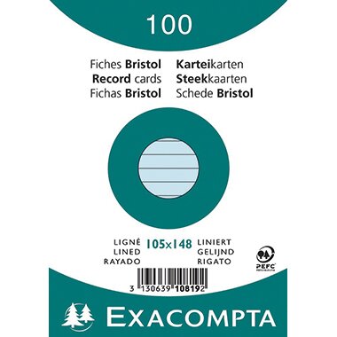 EXACOMPTA Karteikarten, DIN A6, liniert, azurblau (EAN: 3130639108192)