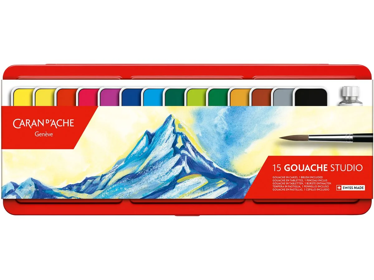 CARAN D'ACHE Gouache GOUACHE STUDIO, in Tabletten, 15er Etui, weiß (EAN: 7610186143151)