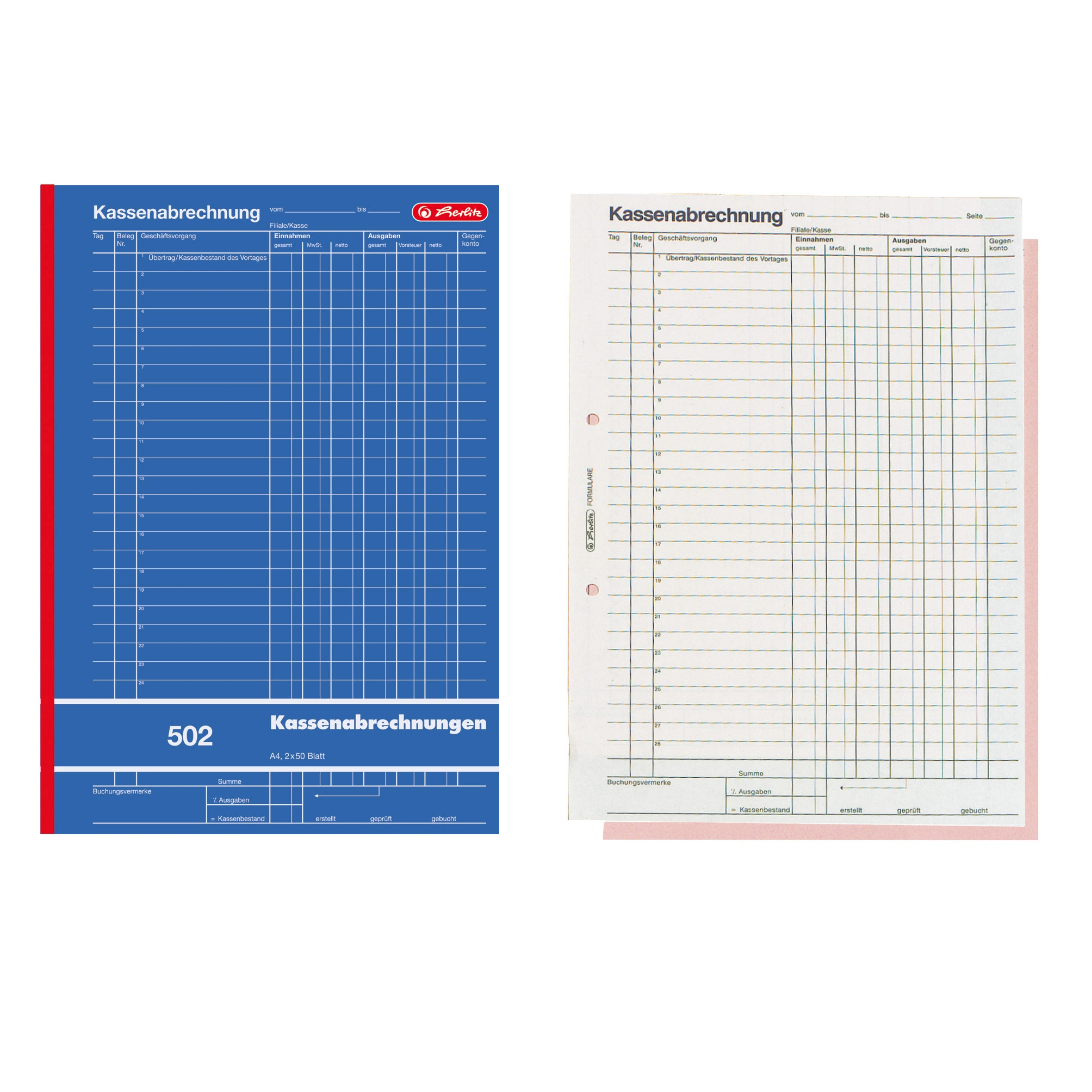 herlitz Formularbuch "Kassenabrechnung 502", DIN A4 (EAN: 4008110882413)