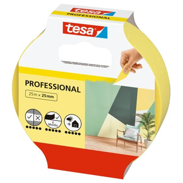 tesa Maler Krepp Precision Indoor Abdeckband, 25 mm x 25 m (EAN: 4042448150059)