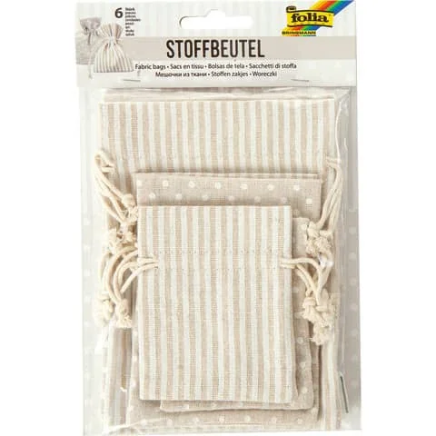 folia Stoffbeutel mit Motivdruck, in 3 Größen sortiert, naturoptik (EAN: 4001868115581)
