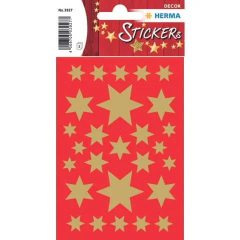 HERMA Weihnachts-Sticker DECOR "Sterne", sortiert, gold (EAN: 4008705039277)