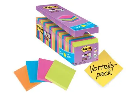 Post-it Haftnotizen super sticky notes, 76 x 76 mm, 21+3 (EAN: 0051141984063)