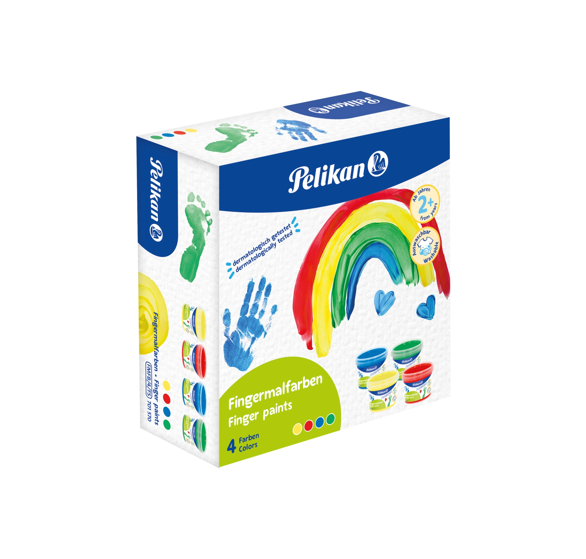 Pelikan Fingermalfarbe Basisfarben, 4er Set, gelb, rot, blau und grün (EAN: 4012700701572)
