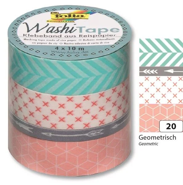 folia Deko-Klebeband Washi-Tape GEOMETRISCH, 4er Set (EAN: 4001868089745)
