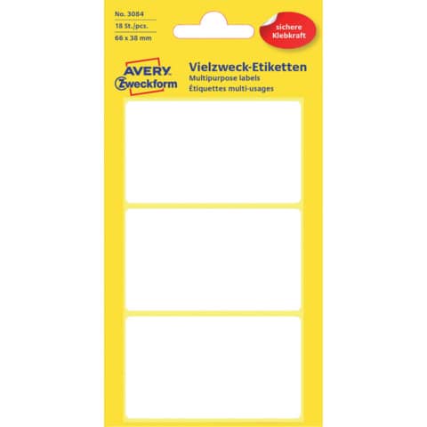 AVERY Zweckform Vielzweck-Etiketten, 66 x 38 mm, weiß, KP (EAN: 4004182030844)