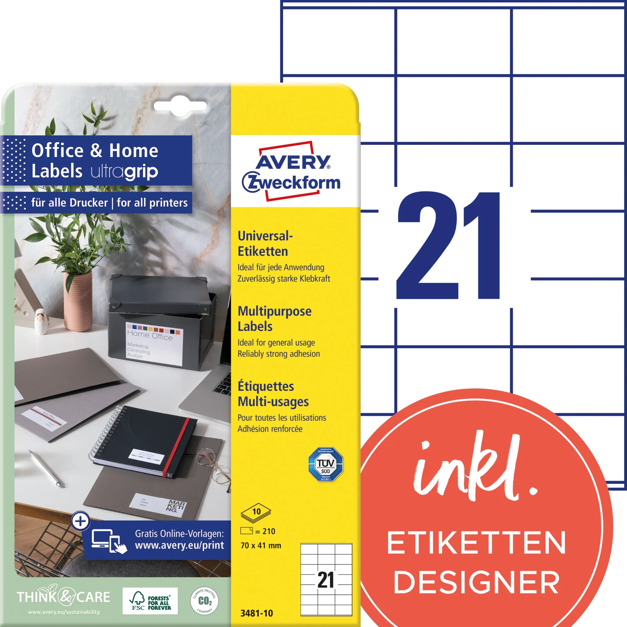 AVERY Zweckform Universal-Etiketten Home Office, 70 x 41 mm (EAN: 4004182634813)