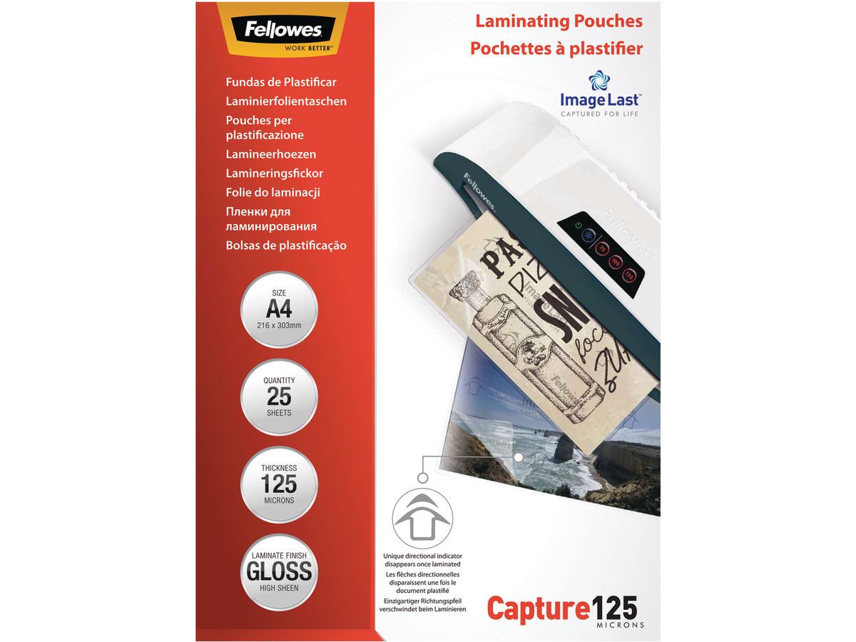 Fellowes Laminierfolientasche, DIN A4, glänzend, 250 mic (EAN: 0077511539633)