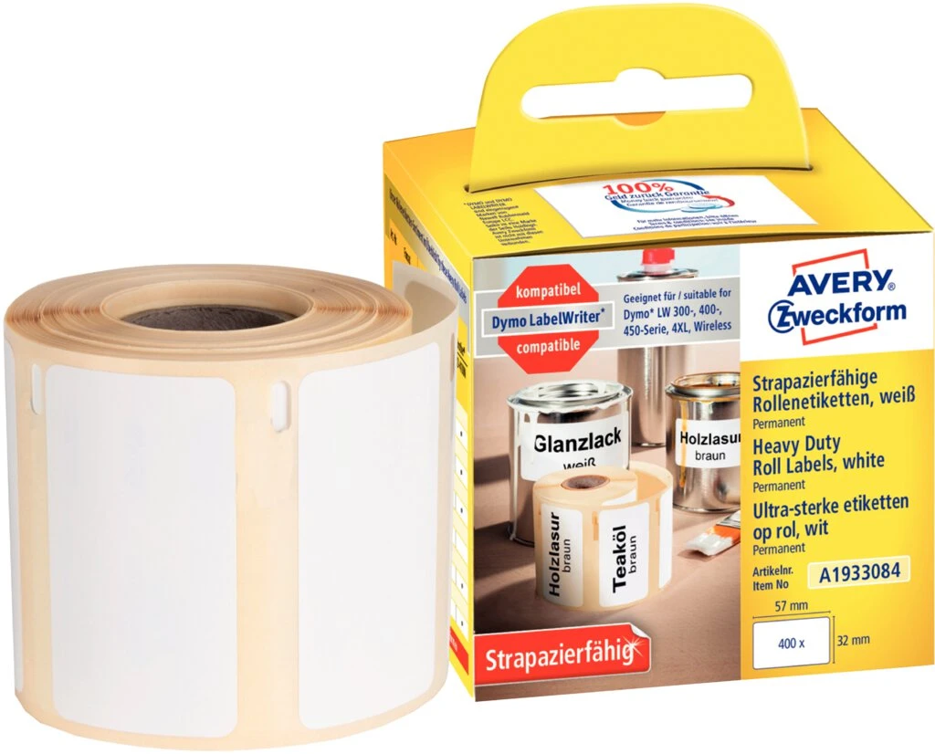 AVERY Zweckform Strapazierfähige Rollenetiketten, 57 x 32 mm (EAN: 4004182617267)