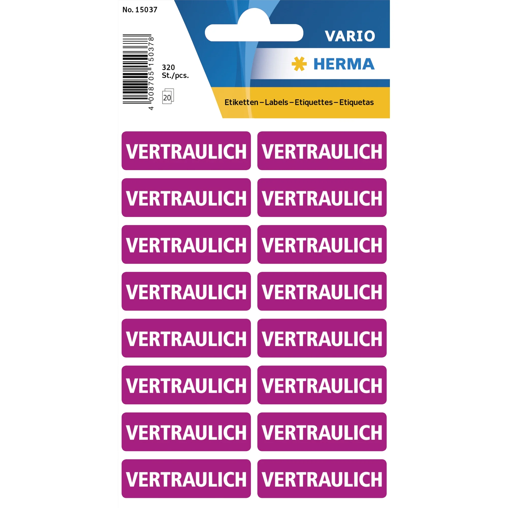 HERMA Textetiketten "VERTRAULICH", 12 x 40 mm, lila / weiß (EAN: 4008705150378)
