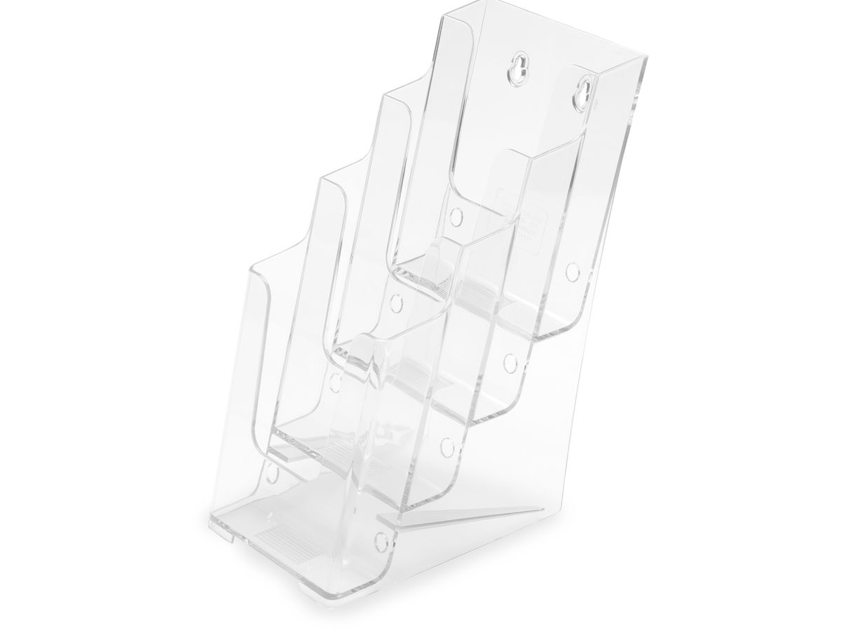 deflecto Prospekthalter, 1/3 DIN A4 hoch, 4 Fächer, glasklar (EAN: 0079916777016)