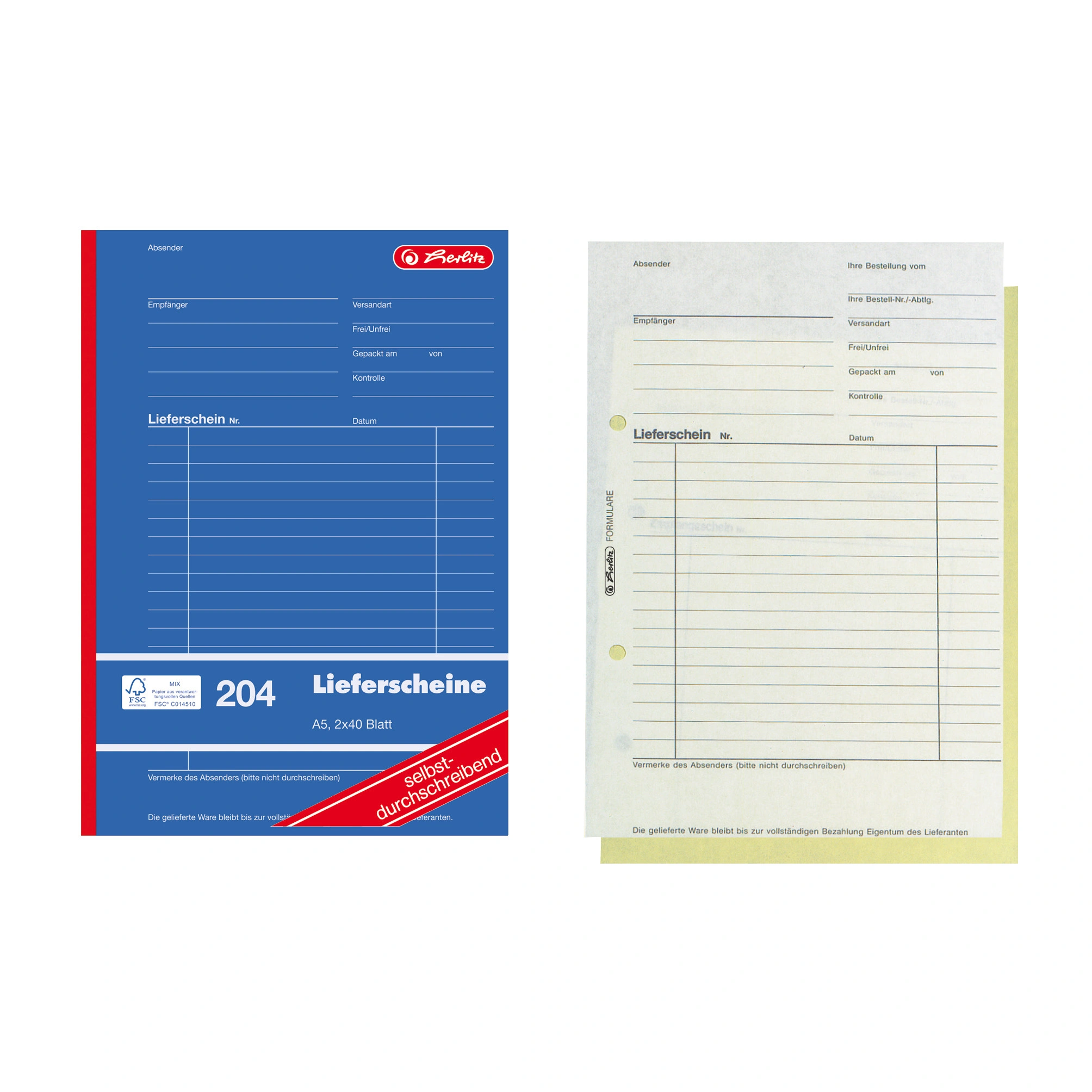 herlitz Formularbuch "Liefer-/Empfangsschein 204", DIN A5 (EAN: 4008110883526)
