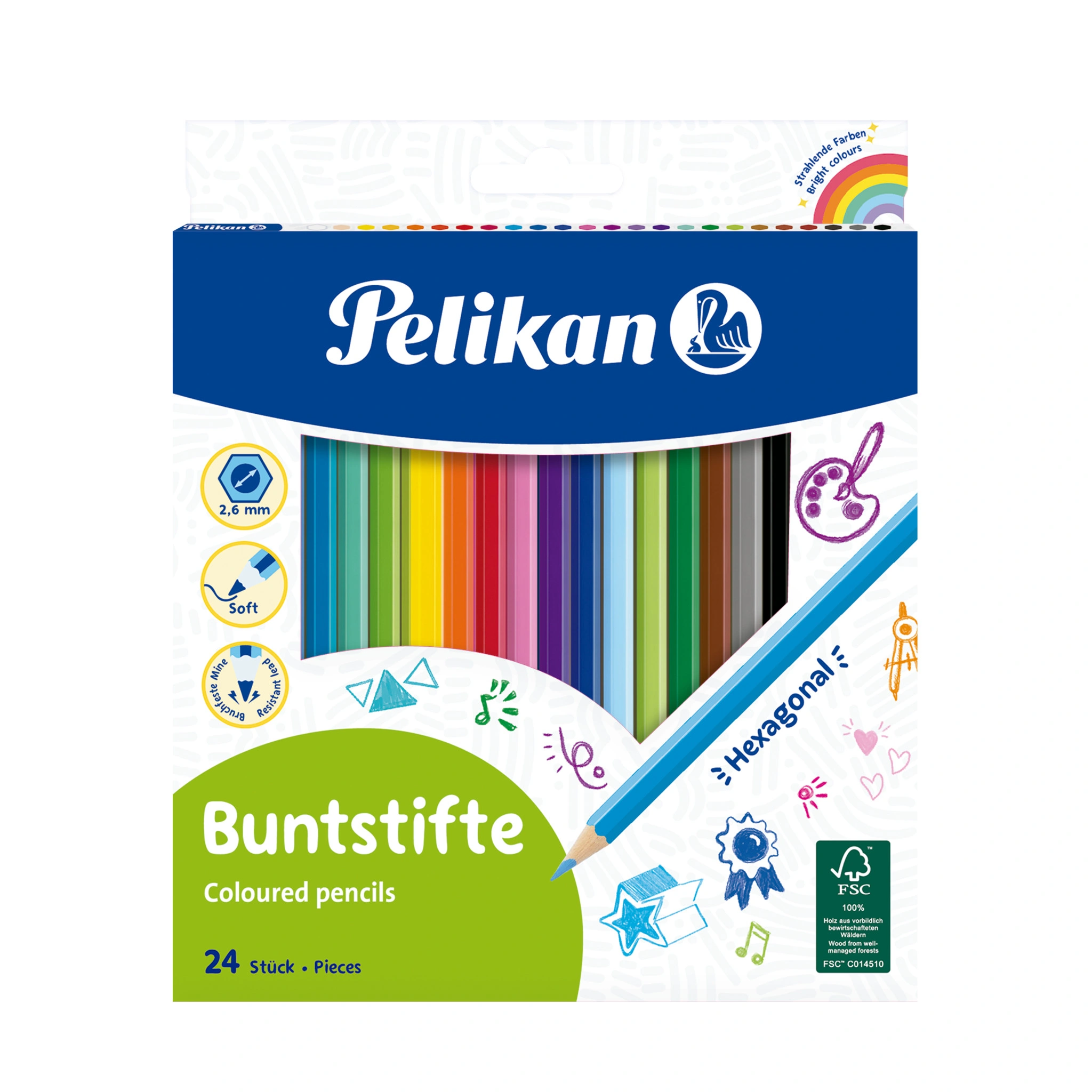 Pelikan Buntstifte Standard, sechseckig, 24er Kartonetui, farbig sortiert (EAN: 4012700724014)