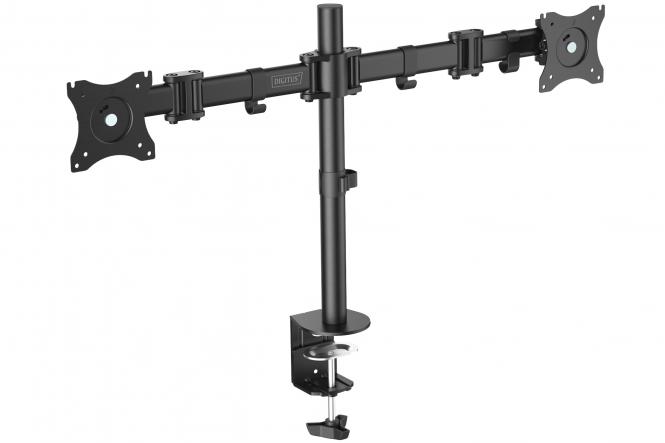 DIGITUS Doppel-Monitorhalterung, mit Klemmfuß, schwarz (EAN: 4016032382676)