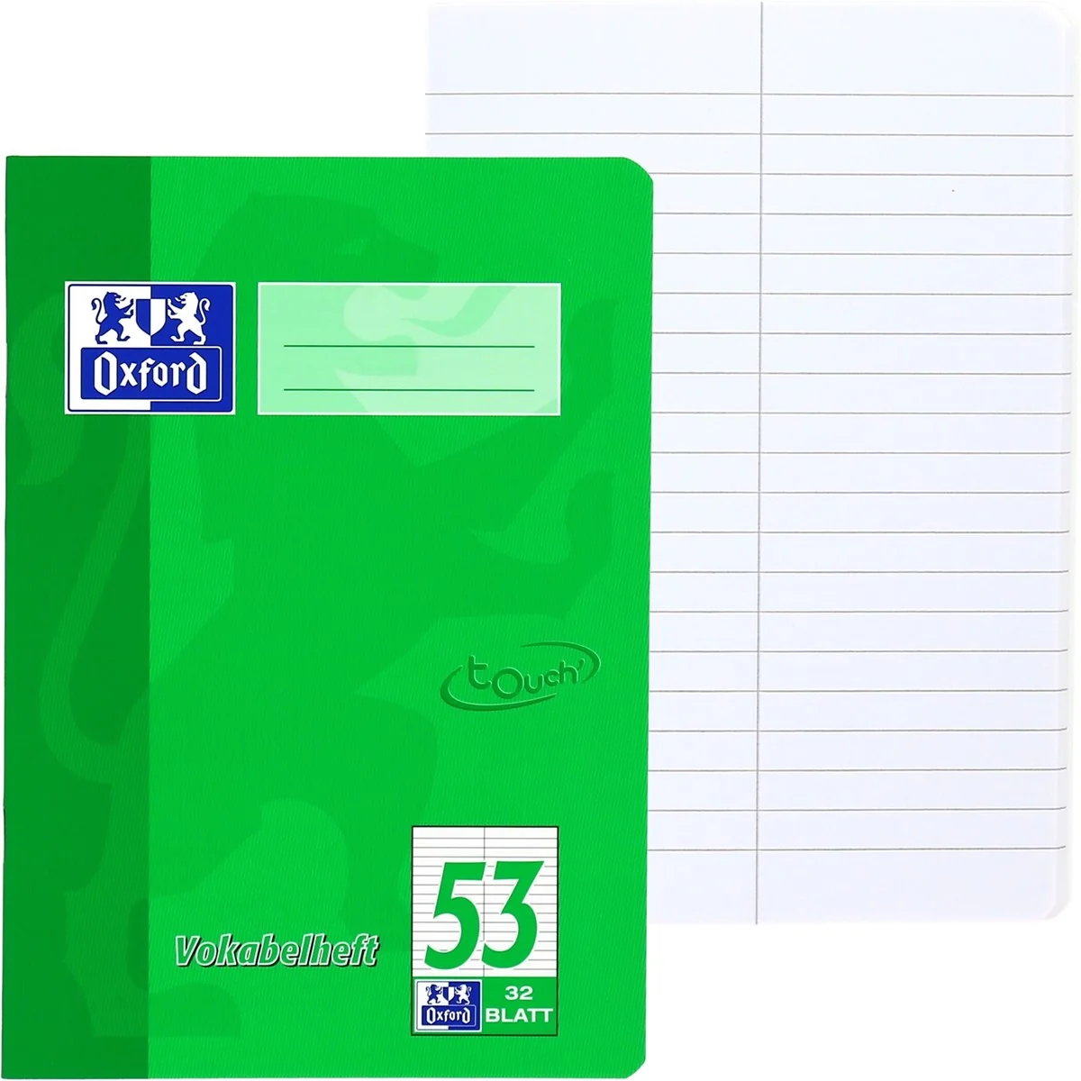 Oxford Vokabelheft "TOUCH", DIN A5, 2 Spalten, grün (EAN: 4006144012776)