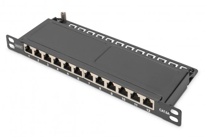 DIGITUS 10" Patch Panel Kat.6A, 0,5 HE, geschirmt, schwarz (EAN: 4016032473176)