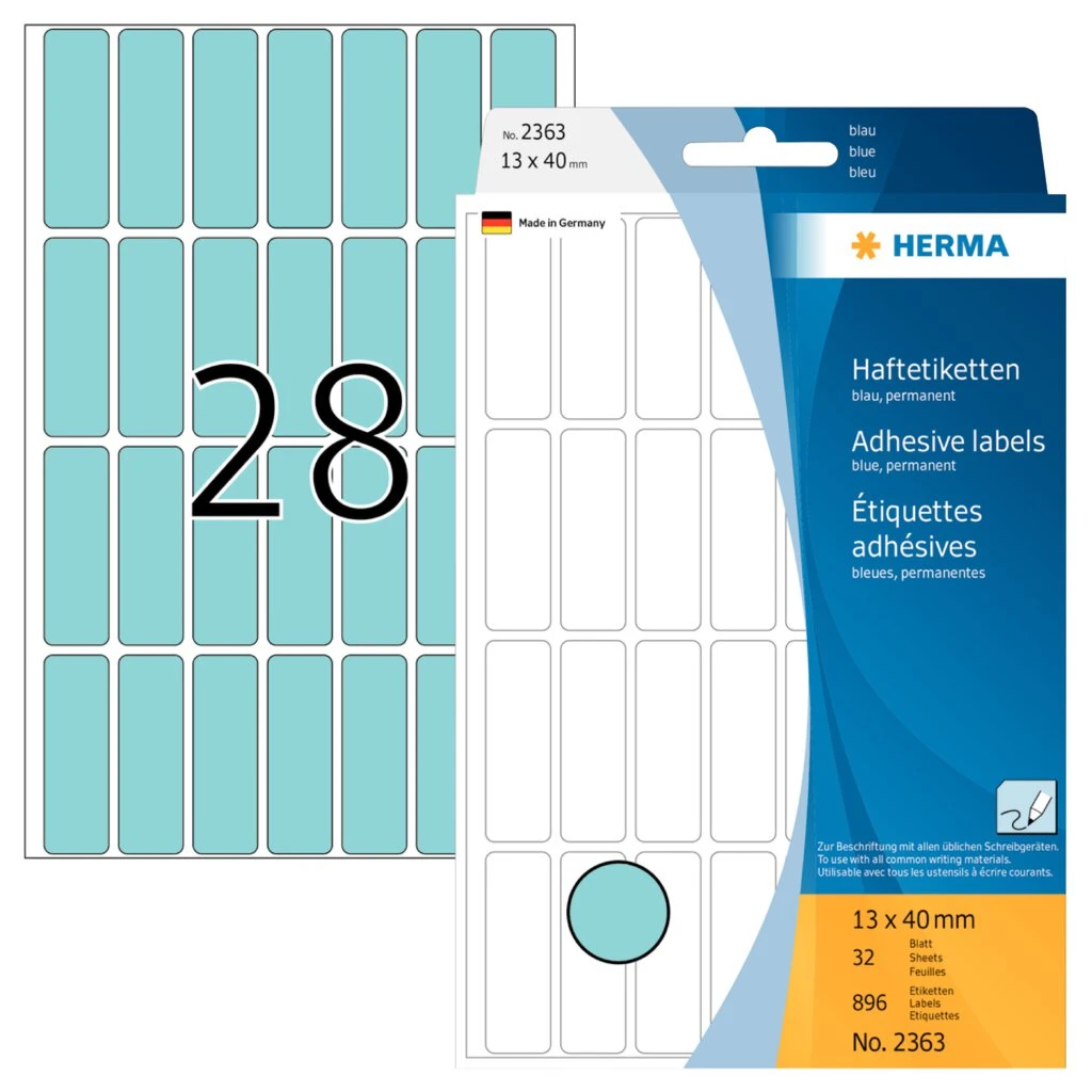 HERMA Vielzweck-Etiketten, 13 x 40 mm, blau, Großpackung (EAN: 4008705023634)