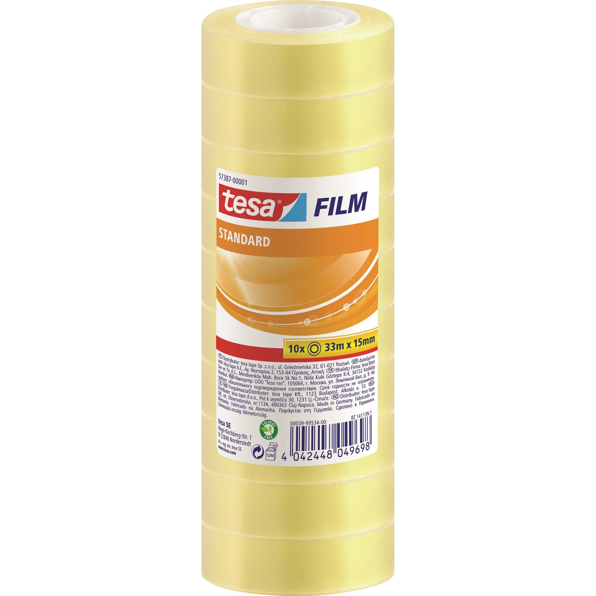 tesa Film standard, transparent, 15 mm x 33 m (EAN: 4042448049698)