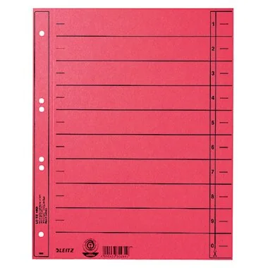 LEITZ Trennblätter, A4 Überbreite, Manilakarton 230g/qm, rot (EAN: 4002432302819)