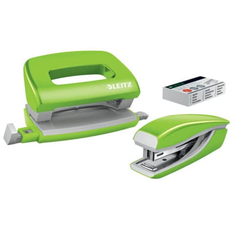 LEITZ Heftgerät- & Locher-Set Mini NeXXt WOW, grün (EAN: 4002432123834)