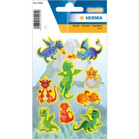 HERMA Sticker MAGIC "Drachen", aus Kunststoff, Neon (EAN: 4008705154949)