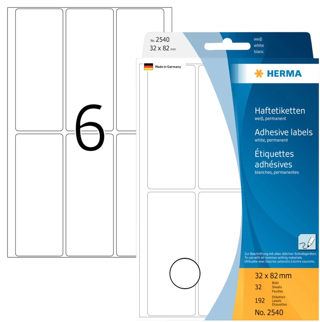 HERMA Vielzweck-Etiketten, 32 x 82 mm, weiß, Großpackung (EAN: 4008705025409)