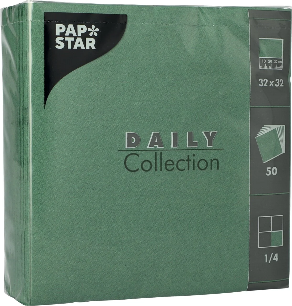 PAPSTAR Lunch-Servietten, 320 x 320 mm, 3-lagig, dunkelgrün (EAN: 4002911896327)