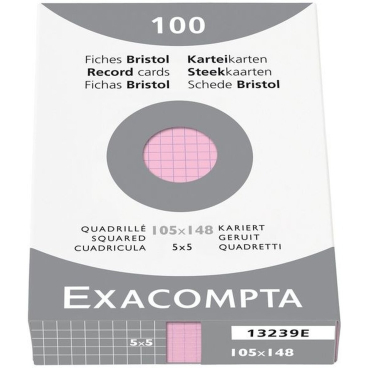 EXACOMPTA Karteikarten, DIN A7, kariert, rosa (EAN: 3130630132301)
