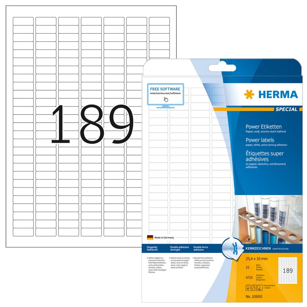 HERMA Power Etiketten SPECIAL, 25,4 x 10 mm, weiß (EAN: 4008705109000)