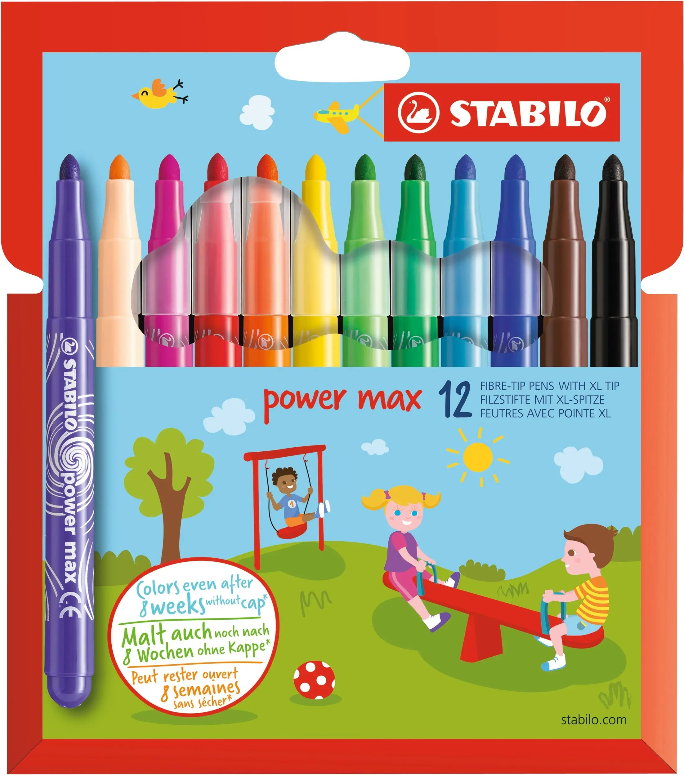 STABILO Fasermaler power max, rund, 12er Kartonetui (EAN: 3168070980121)