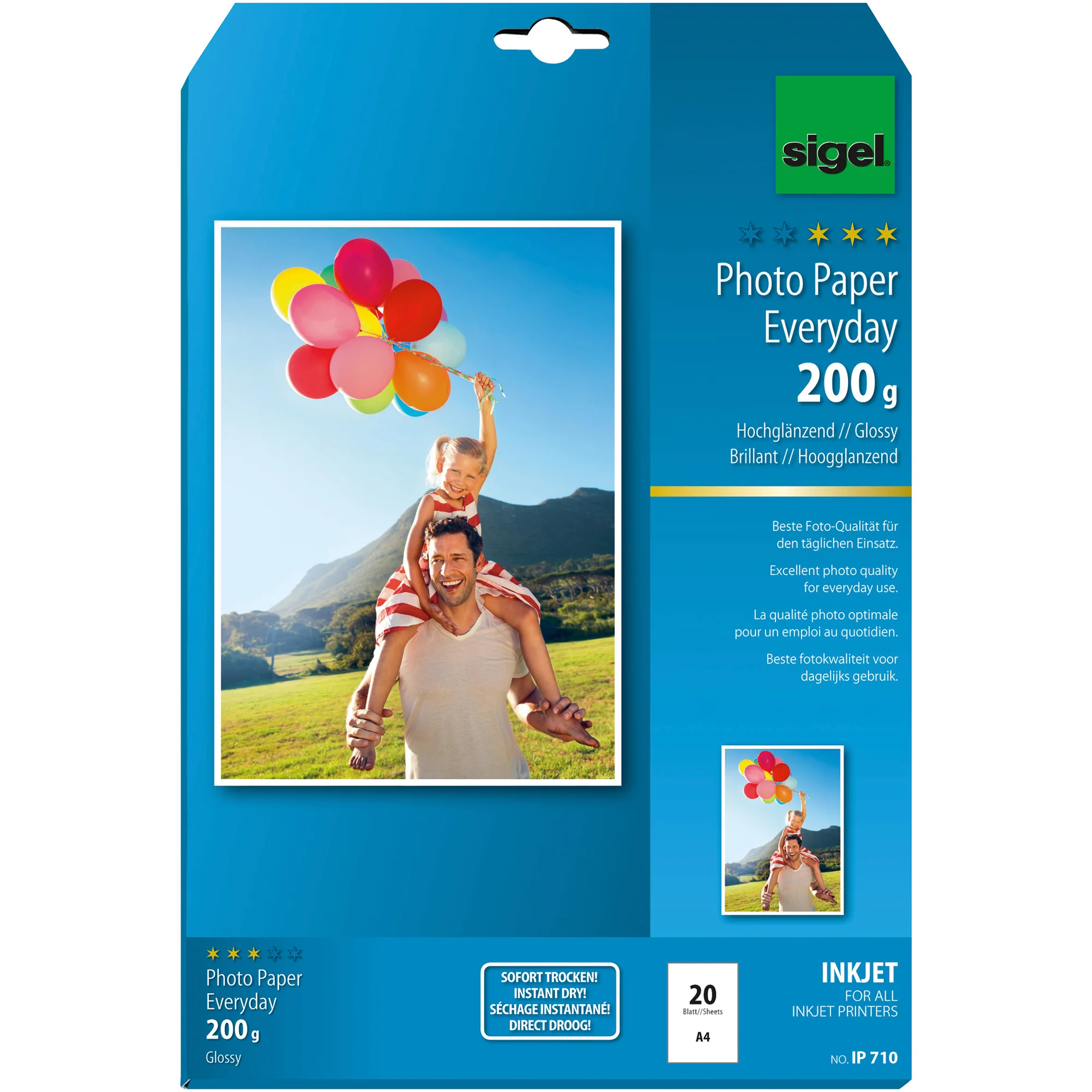 sigel InkJet-Everyday-Foto-Papier, DIN A4, hochglänzend, weiß (EAN: 4004360998874)