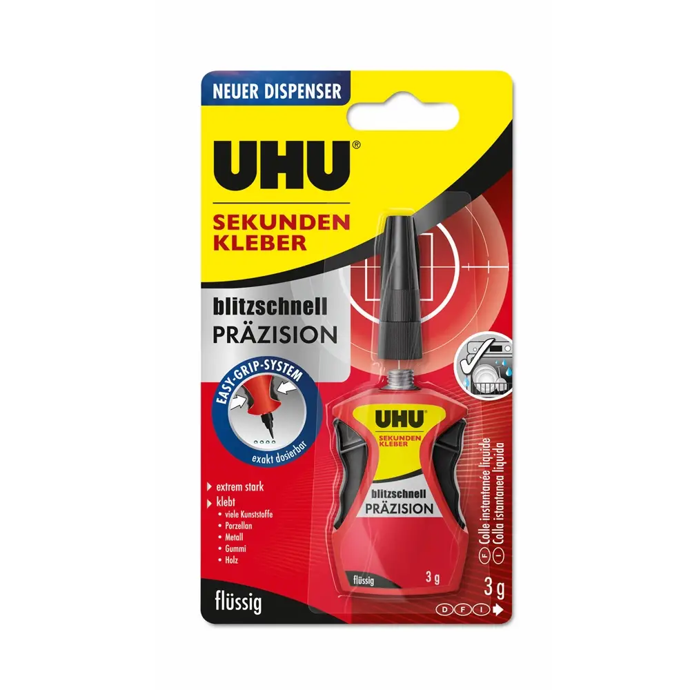 UHU Sekundenkleber PRÄZISION, 3 g Dosierspender, Blister (EAN: 4026700343403)