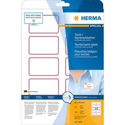 HERMA Namensetiketten 80 x 50 mm, Acetat-Seide, roter Rand (EAN: 4008705044059)